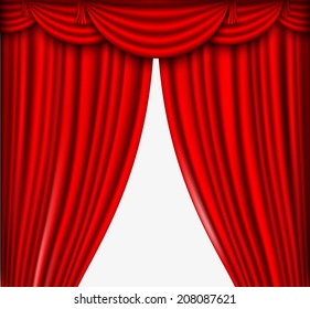 red silk curtains stage