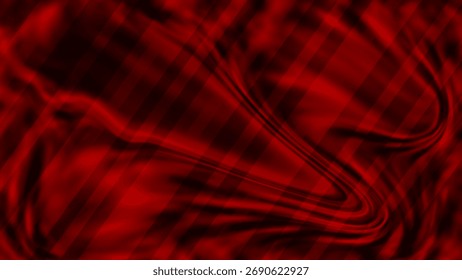 Red silk fabric background with smooth flowing texture and soft satin waves. Flowing red satin fabric forms a smooth, soft wave texture background.