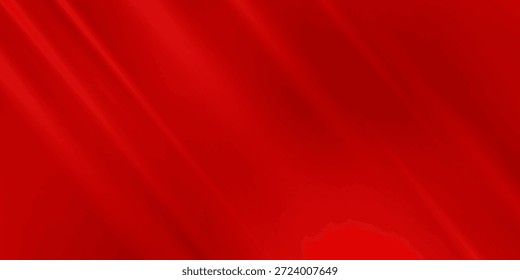 Superfície de tecido de seda vermelha com efeito de fluxo de ondas líquidas. Ilustração vetorial realista de textura de tecido de cetim com ondulações e dobras. Textura de material têxtil de draperia de realeza macia com rugas.