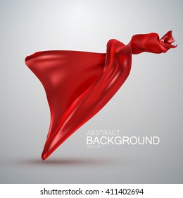 Red silk fabric. Vector illustration with red satin or silk fabric. Vector satin textile  