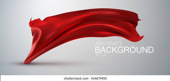 Red silk fabric. Vector illustration with red satin or silk fabric. Vector glossy textile flag 