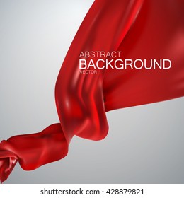 Red silk fabric. Vector illustration with red satin or silk fabric. Vector glossy textile. Grand business opening concept