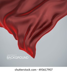 Red silk fabric. Vector illustration of red satin or silk fabric. Vector silk textile. Wavy cloth. Decoration element for design