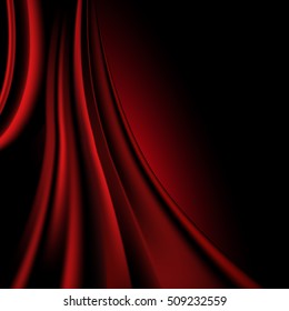 Red silk fabric. Vector illustration with red satin or silk fabric. Vector silk texture