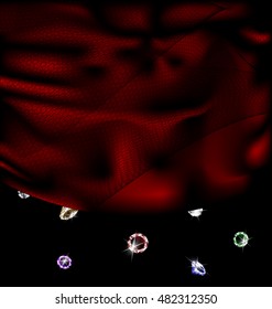 red silk and gems