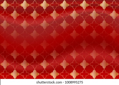  Red silk gold Thai Pattern , Thai Art kanok  ,Abstract Background