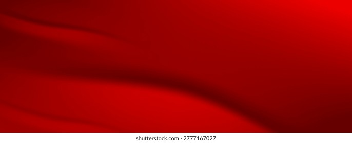 Red silk gradient background and chinese backdrop with dark design. Abstract velvet curtain with maroon soft shadow banner. Bordo royal material surface and vibrant ruby fabric for product display.