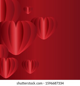 Red silk heart on a red background. Valentine's Day background. copy space