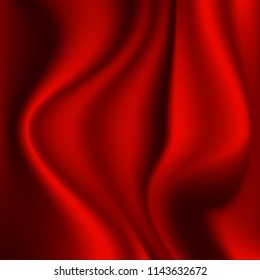 Red silk material with pleats