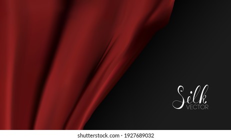 Red silk on black background. Luxury background template vector illustration. Award nomination design element. Red Fashion Background.