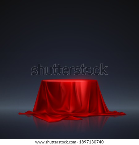 Red silk podium on dark background Foto stock © 