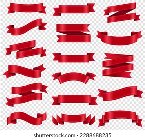 Set of silk red ribbons with bows decoration Vector Image