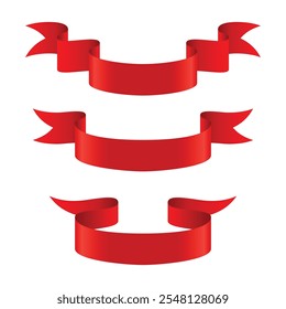 rotes Seidenband auf weißem Hintergrund. Vektorgrafik