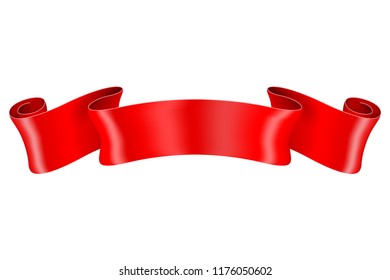 Red silk ribbon. Vector 3d illustration isolated on white background