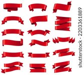 Red Silk Ribbons And White Background With Gradient Mesh, Vector Illustration