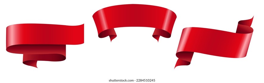 Red Silk Ribbons And White Background With Gradient Mesh, Vector Illustration