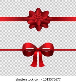 red silk satin bow for gift decoration with ribbon, vector illustration