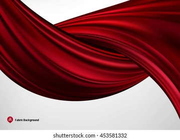 Red silk or satin fabric on white background for grand opening ceremony or other occasion