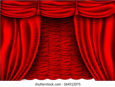 red silk set Pelmet and silk red curtains