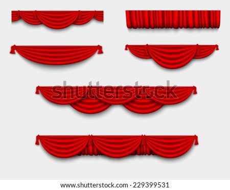 red silk set Pelmet and silk red curtains