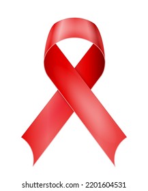 red silk shiny ribbon in support of aids disease vector illustration isolated on white background
