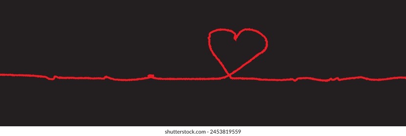 a red silk thread looped in a circle form, extending on both ends, symbolizing the red thread of fate in chinese tradition, on a pure white background with copy space.Line of red yarn, long red thread