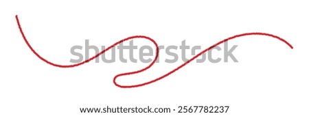 A red silk thread looped in a circle form, extending on both ends, symbolizing the red thread of fate in chinese tradition, on a pure white background with copy space. Line of red yarn . 9