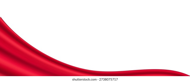 Red silk wave abstract luxury background. Smooth flowing satin texture. Luxury abstract design for banner, header, presentation, and branding.