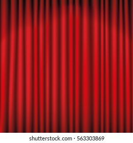 Red silky curtain texture background. Vector Illustration