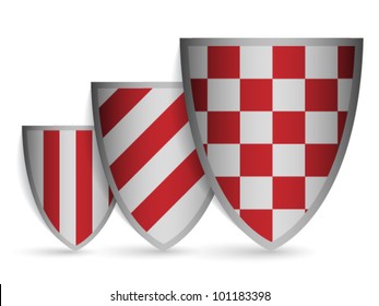 Red and silver coats of arms