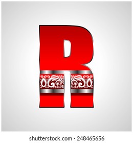 Red Silver Decorative Alphabet