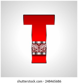 Red Silver Decorative Alphabet