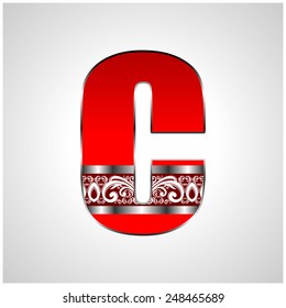 Red Silver Decorative Alphabet