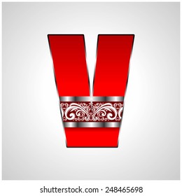 Red Silver Decorative Alphabet