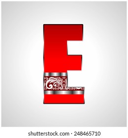 Red Silver Decorative Alphabet