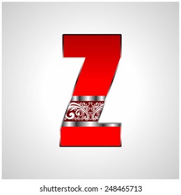 Red Silver Decorative Alphabet