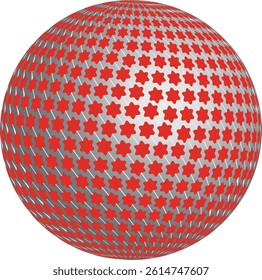 Red and Silver Geometric Sphere