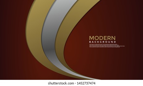 red, silver and gold vector abstract background overlap layer.