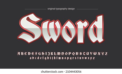 red and silver gothic 3d gaming typography