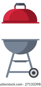 Una parrilla roja y plateada con tapa