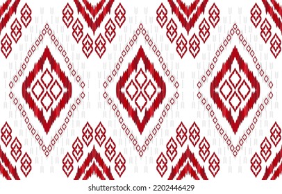 Red and silver ikat patterns. Geometric tribal vintage retro style. Ethnic fabric ikat seamless pattern. Indian navajo aztec ikat print vector. Design for backdrop texture fabric clothing textile.