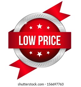 Red silver low price badge