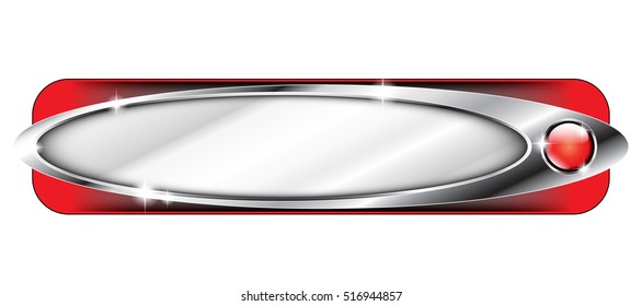Red and silver oval background, with space for your text. Vector illustration on transparent background.