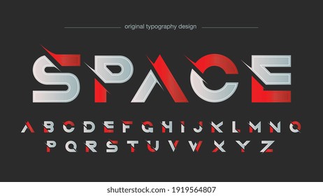 Red and Silver Sliced Modern Futuristic Typography Text Effect