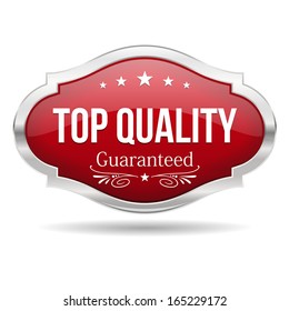 Red silver top quality badge