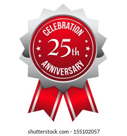 Red silver twenty-five year anniversary badge