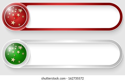 red and silver vector abstract buttons with stars