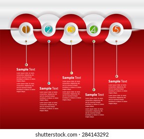 red silver white modern time line template for website computer graphic and technology. text box. number