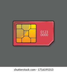 A Red Sim Card With A Gray Background