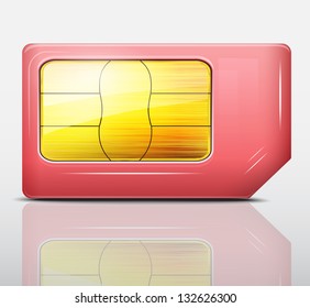 Red sim card icon .Vector